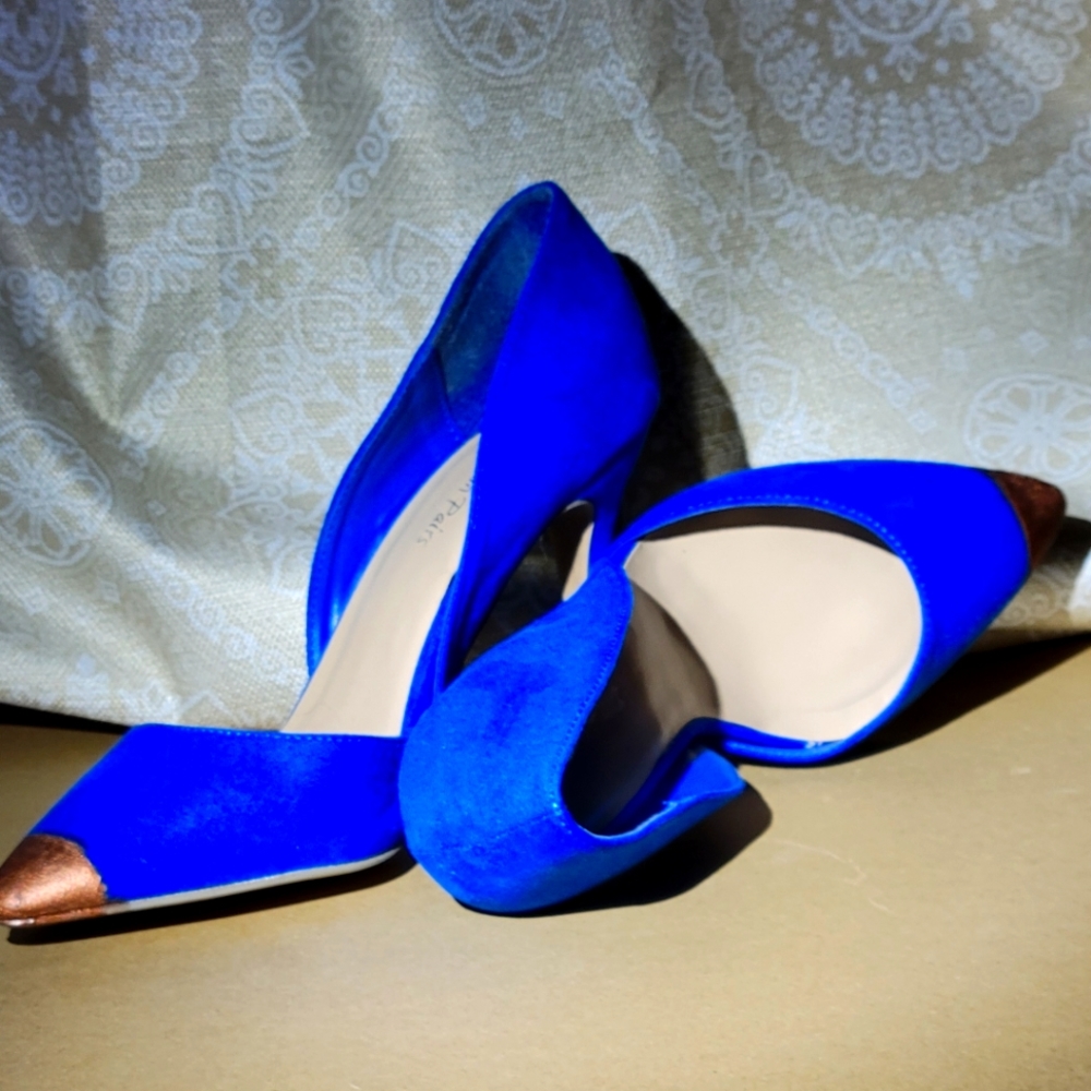 Dream Pairs Blue d'Orsay Stillettos Rose Gold Toe Cap